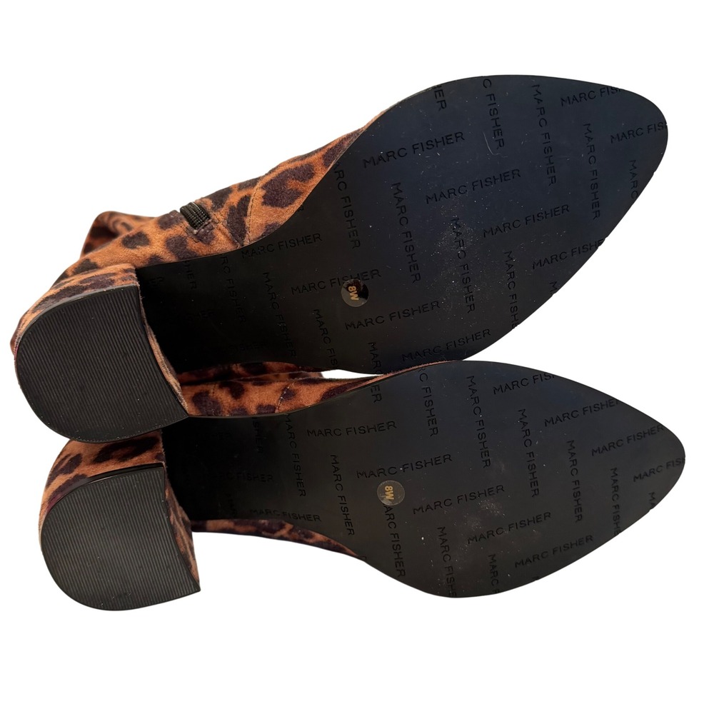 Marc Fisher Lella Wide Calf Tall Shaft Leopard Fashion Boots Women's 8W Glam Y2K - Picture 6 of 8